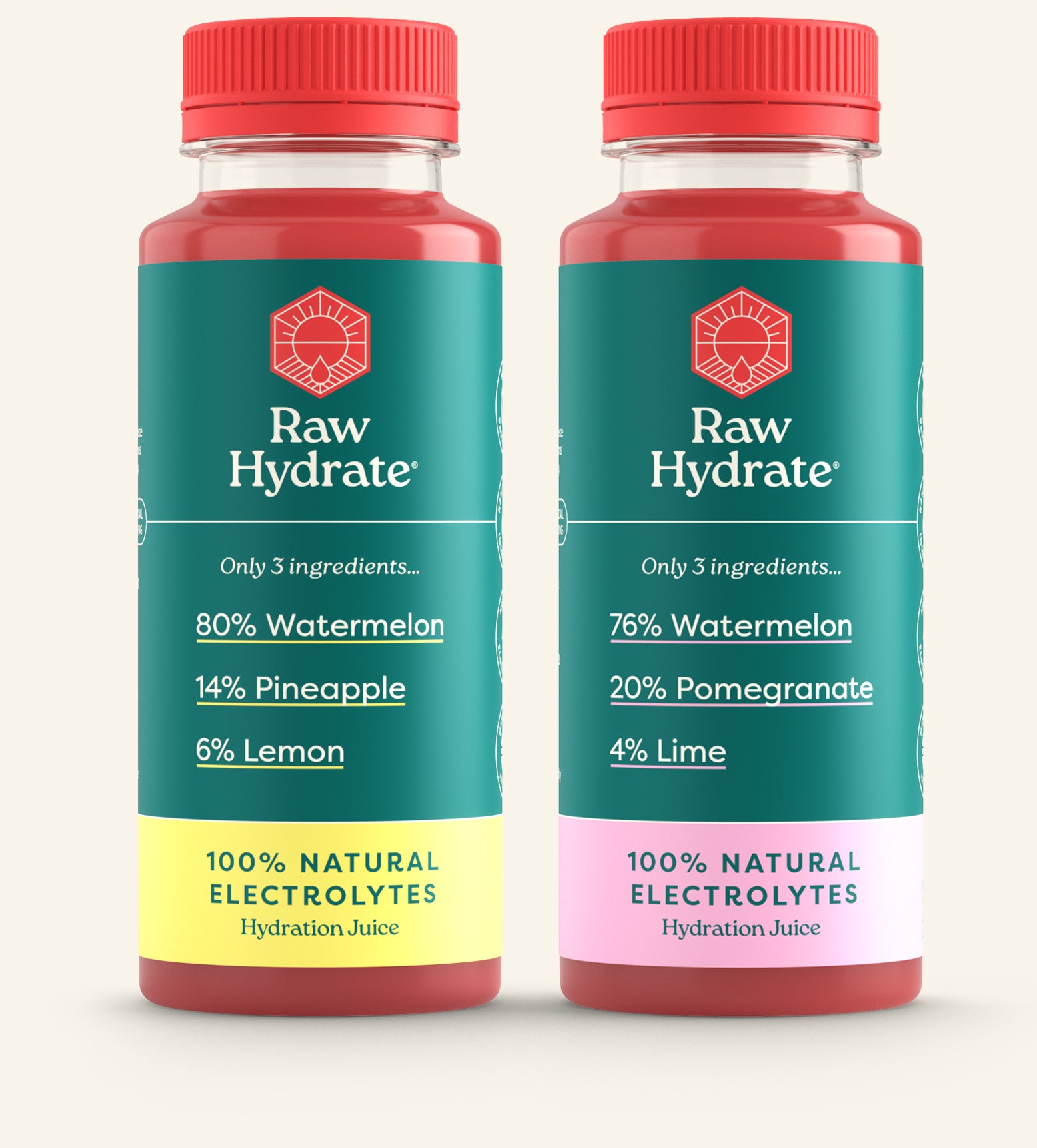 3 Raw Hydrate bottles